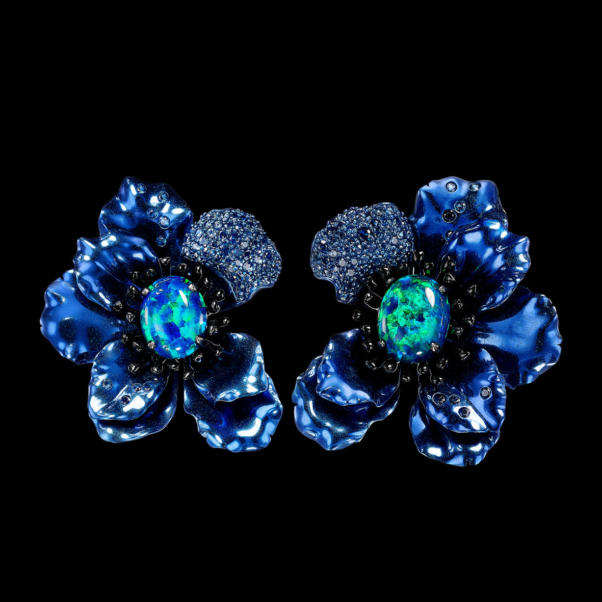 Opal Blue Poppy Earrings